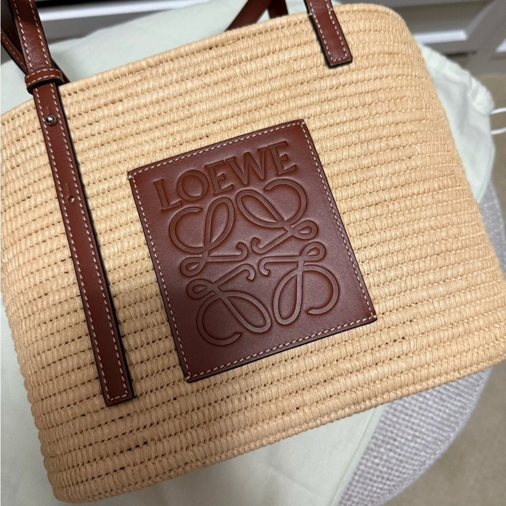 LOEWE
Raffia Small Square Basket Tote Bag Natural Tan - Picture 3 of 7